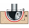 Fréza čelní oblá (vypouklá) do dřeva, R6,3 x D12,7 x H10